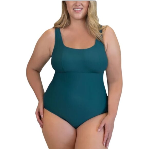 NWOT Roots One-Piece Swimsuit | Square Teal - Picture 2 of 8